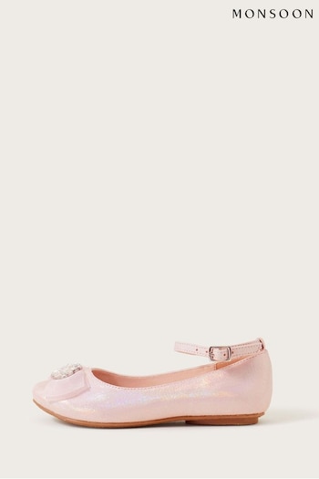 Monsoon Pink Jewel Organza Bow Ballerina Flats (601336) | £26 - £30