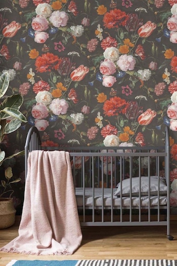 Woodchip & Magnolia Black Dutch Floral Wallpaper (601406) | £110