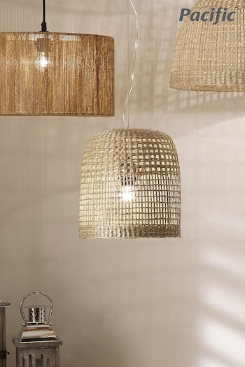 Pacific Natural Woven Small Cloche Ceiling Light Pendant (601639) | £70
