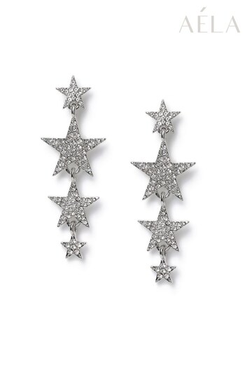 Aela Pave Graduating Star Drop Earrings (601684) | £14