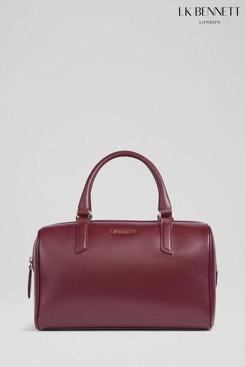LK Bennett Red Fleur Bordeaux Leather Bowling Bag (602109) | £279