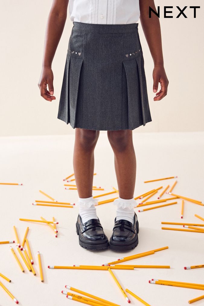Grey pleated school store skirts