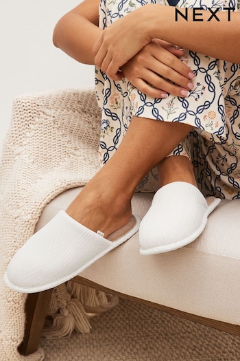 Cream Knit Textured Mule Slippers (602188) | £14