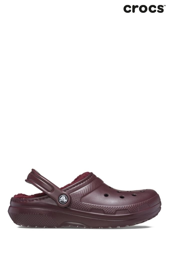 Maroon fuzzy crocs discount