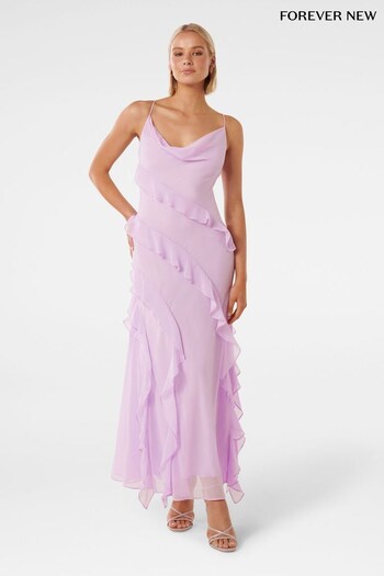 Forever New Purple Peta Ruffle Cowl Neck Gown (602543) | £110