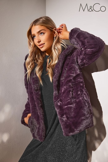 M&Co Purple Plush Faux Fur Coat (602752) | £80