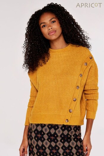 Apricot Yellow Button Mock Neck Jumper (603007) | £32