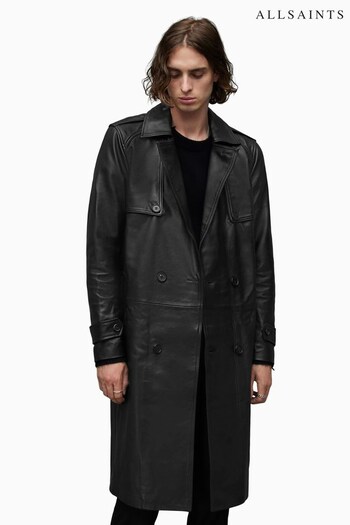 AllSaints Oken Trench Black Coat (603305) | £499