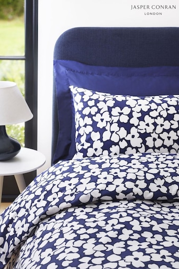 Jasper Conran London Blue Abstract Floral 200 TC Percale Pillowcases Pair (603359) | £25