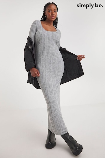 Simply Be Grey Scoop Neck Rib Maxi Dress (603399) | £32
