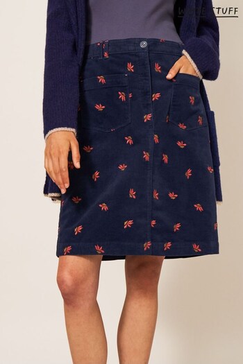 White Stuff Blue Melody Embroidered Cord Skirt (603481) | £59