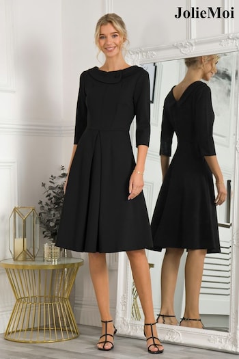 Jolie Moi Black 3/4 Sleeve Sloane Midi Dress (603548) | £85