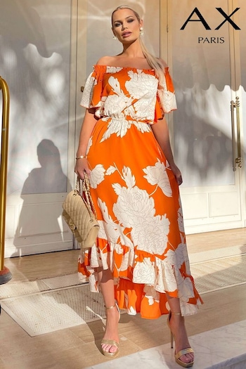 AX Paris Orange Blood Printed Bardot Style Midi Dress (603563) | £50