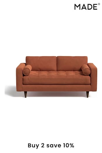 MADE.COM Matt Velvet Burnt Orange Scott 2 Seater Sofa (603598) | £999