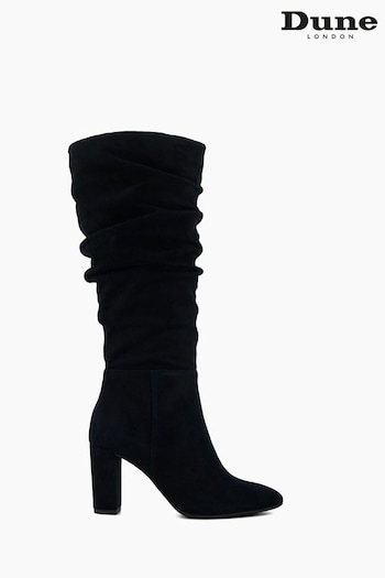 Dune London Stigma Rouched Knee-High Black Boots (603770) | £165