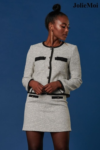 Jolie Moi Grey Contrast A-line Tweed Skirt (603921) | £65