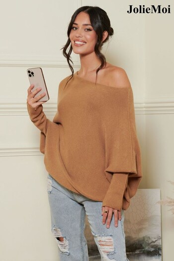 Jolie Moi Cream Oversize Asymmetric Knitted Jumper (603995) | £45