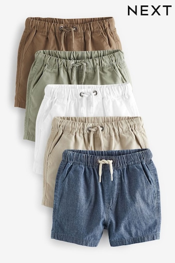 Navy/Tan/Chambray/Sage/Stone/White Pull On Shorts 5 Pack (3mths-7yrs) (604124) | £27.50 - £37.50