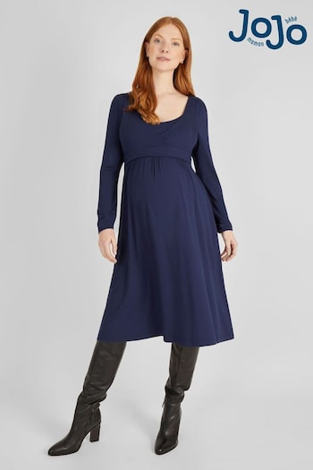 JoJo Maman Bébé Navy Maternity & Nursing Wrap Dress (604335) | £22