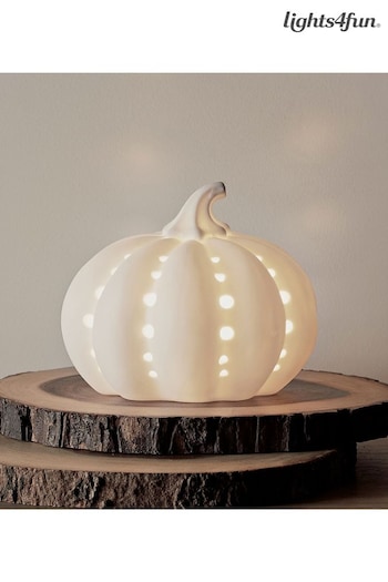 Lights4fun White Ceramic Pumpkin Light (604355) | £25