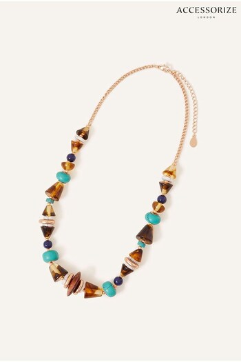 Accessorize Eclectic Mixed Shape Beaded Brown Necklace (604821) | £20