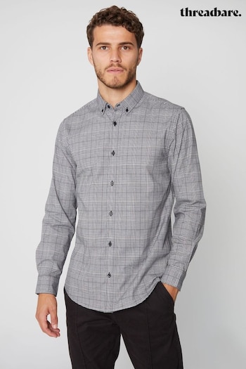 Threadbare Grey Cotton Long Sleeve Check Shirt With Stretch (604970) | £26