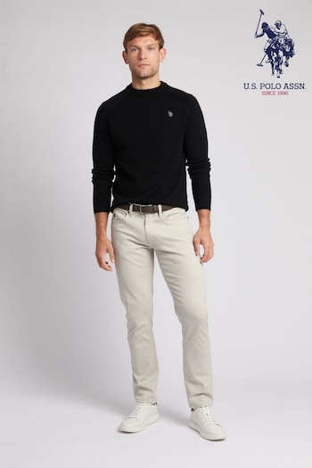 U.S. Keepall Polo Assn. Mens Crew Neck Knitted Black Jumper (604984) | £60