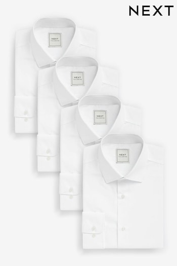 White Easy breasted Single Cuff Shirts 4 Pack (605031) | £60