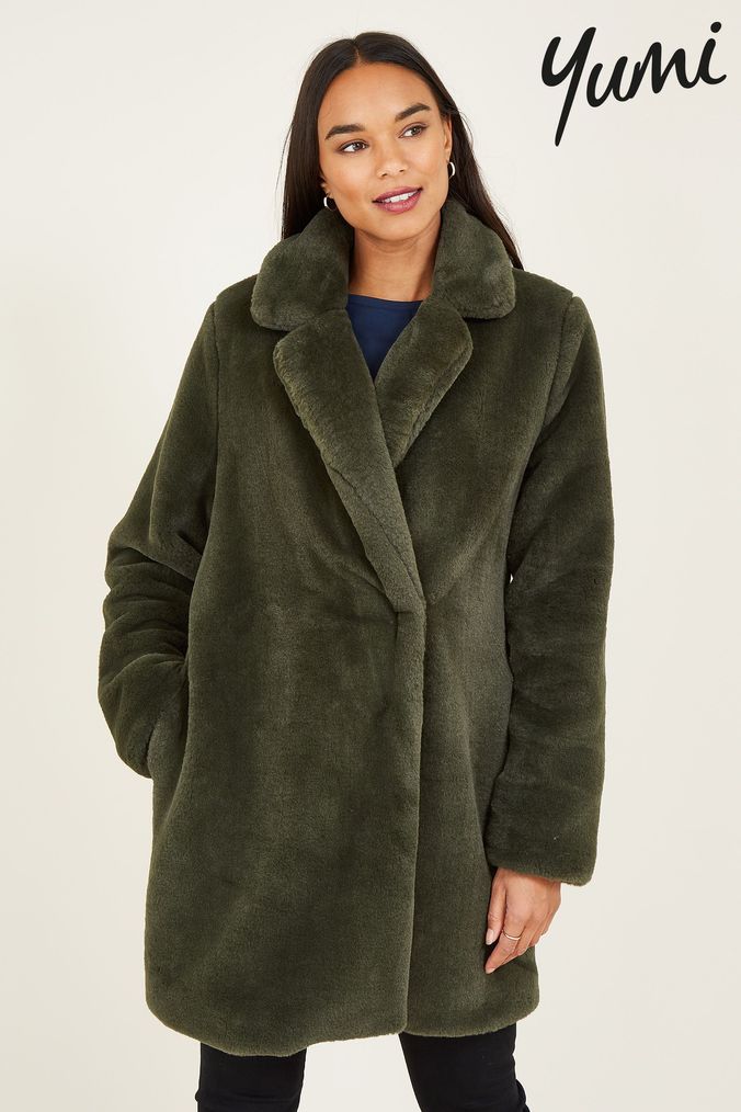 Army green hotsell fur coat