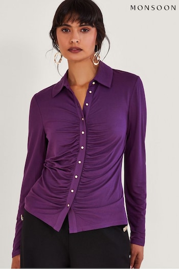 Monsoon Purple Ruched Jersey Shirt (605201) | £45