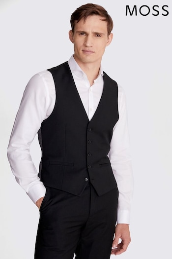MOSS Skinny Fit Black Stretch Suit Waistcoat (605237) | £60