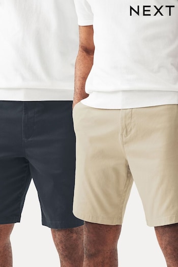 Navy/Stone Slim Fit Stretch Chinos Shorts tie 2 Pack (605527) | £36