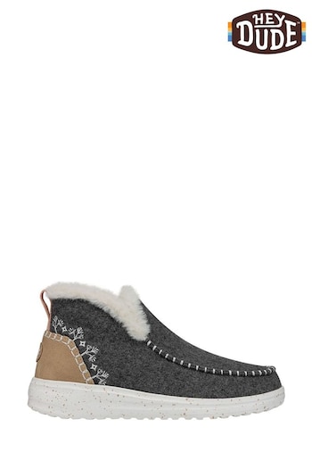 HEYDUDE Grey Denny Wool Faux Shearling Boots (605776) | £70