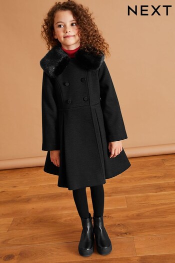 Black Faux Fur Collar Formal Coat (3-16yrs) (605968) | £36 - £46