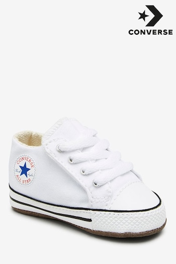Converse White Chuck Taylor All Star Pram Shoes argento (606004) | £30