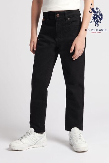 U.S. belts Polo Assn. Boys 5 Pocket Slim Fit Denim Black Jeans (606197) | £30 - £42