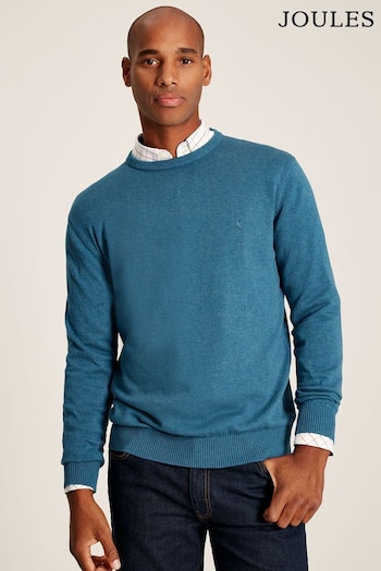 Joules Jarvis Blue Crew Neck Knitted Jumper (606203) | £49.95