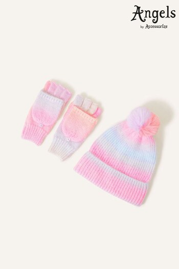Angels by Accessorize Girls Natural Rainbow Hat and Gloves Set (606252) | £22 - £22.50