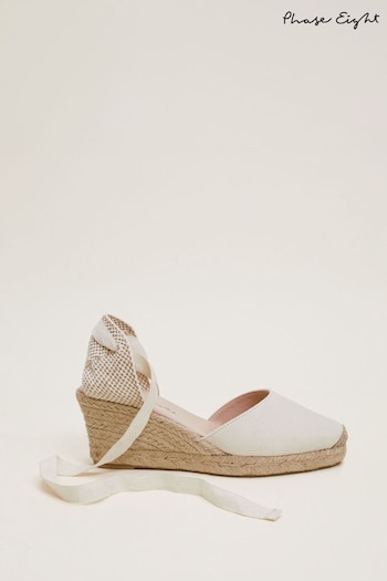 Phase Eight Cream	Suede Ankle Tie Espadrille Shoes (606388) | £89