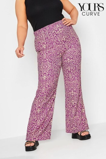Yours Curve Purple Printed Wide Leg Trousers (606699) | £27