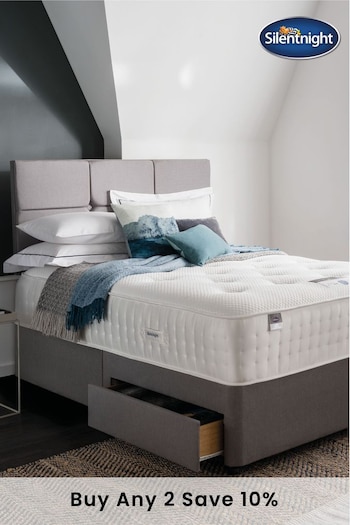 Silentnight White Pocket Geltex 3000 Medium Divan Set and Headboard (606880) | £1,100 - £1,370