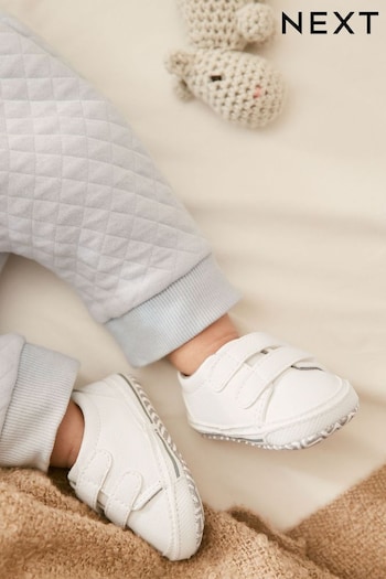 White Two Strap Baby Pram Shoes (0-24mths) (606967) | £7