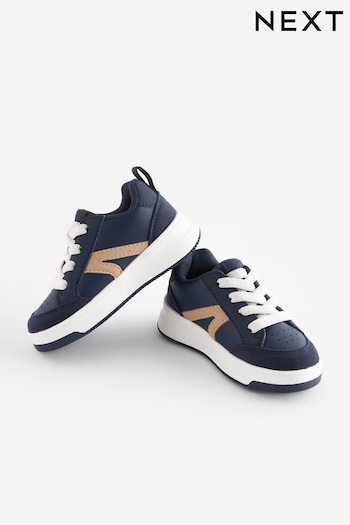 Navy Blue Standard Fit (F) Elastic Lace Trainers (607004) | £18 - £20