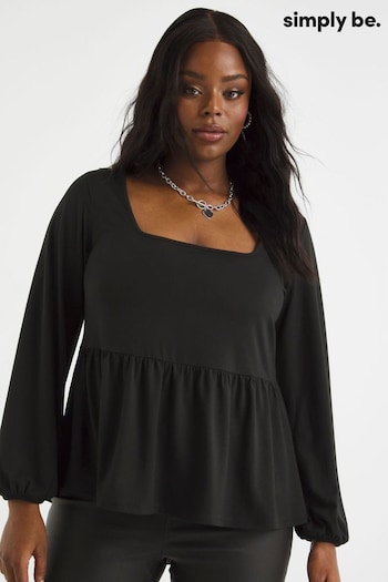 Simply Be Black Supersoft Square Neck Tunic (607191) | £20