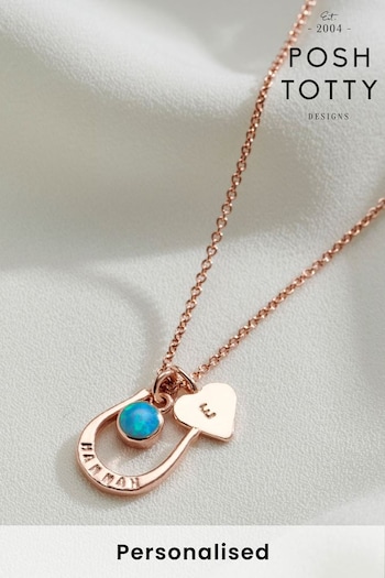 Horseshoe Personalised Charm Necklace by Posh Totty Designs (607194) | £79