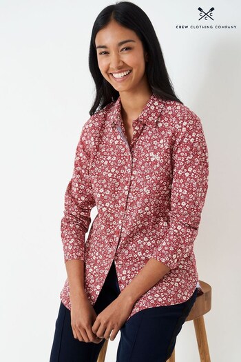 Crew Clothing Berry Red Floral Print Cotton Classic Shirt (607311) | £59
