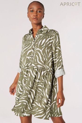 Apricot Green Swirl Zebra Shirt Dress (607337) | £35