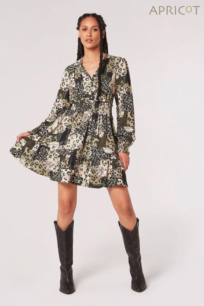 Apricot animal print dress online