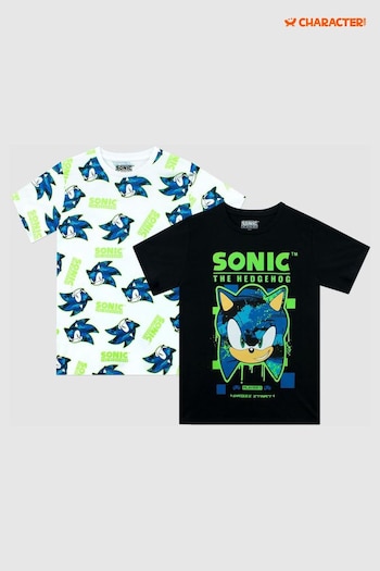 Character BlackWhite Sonic Short Sleeve T-Shirt 2 Multipack (607451) | £21