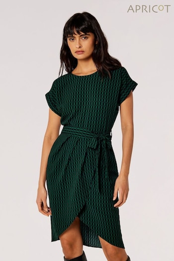 Apricot Green Spliced Oval Print Wrap Dress (607516) | £35